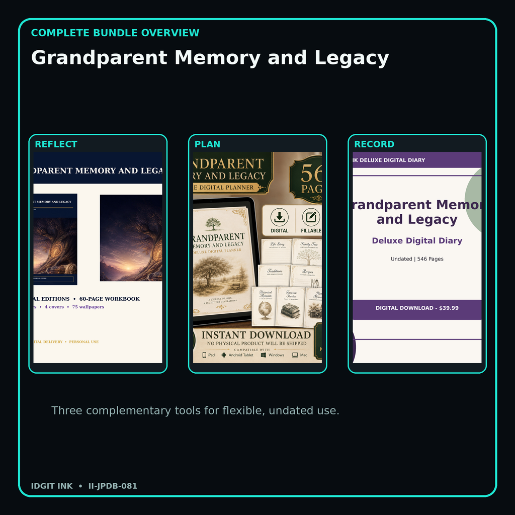 Grandparent Memory and Legacy complete three-product digital bundle overview