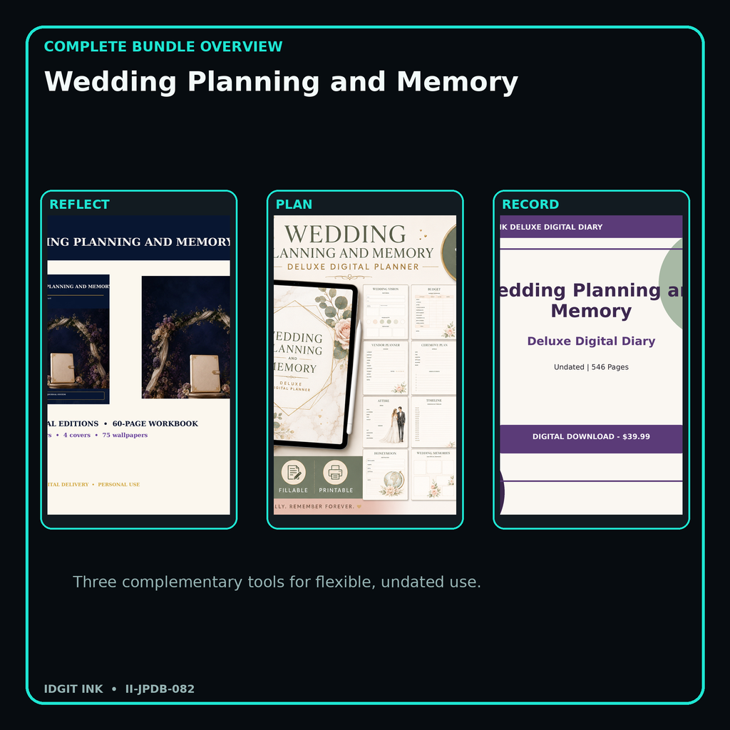Wedding Planning and Memory complete three-product digital bundle overview
