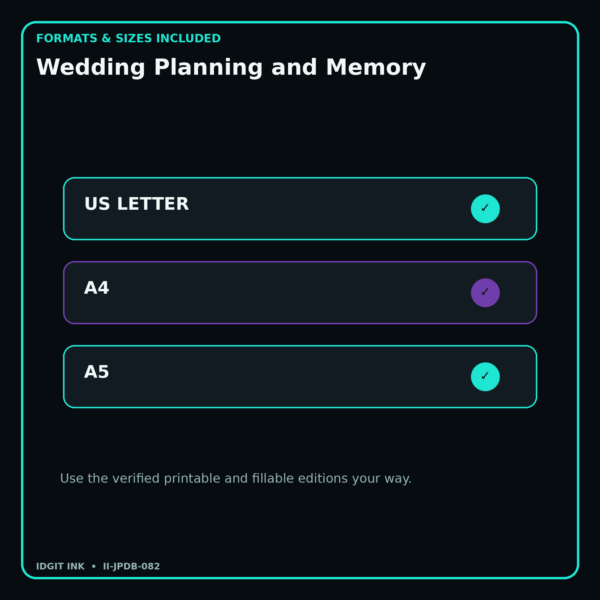 Wedding Planning and Memory digital bundle formats in US Letter A4 and A5