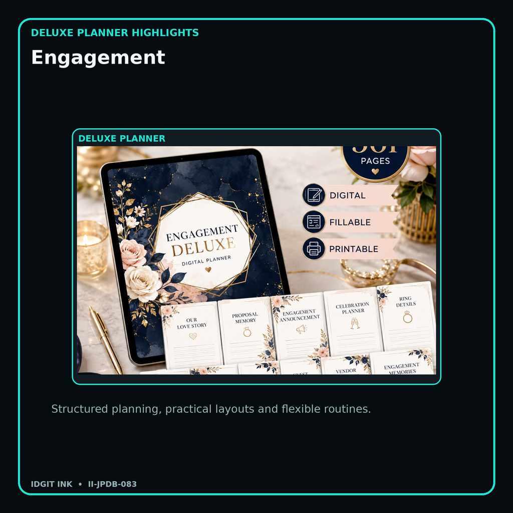 Engagement deluxe digital planner features and flexible organization