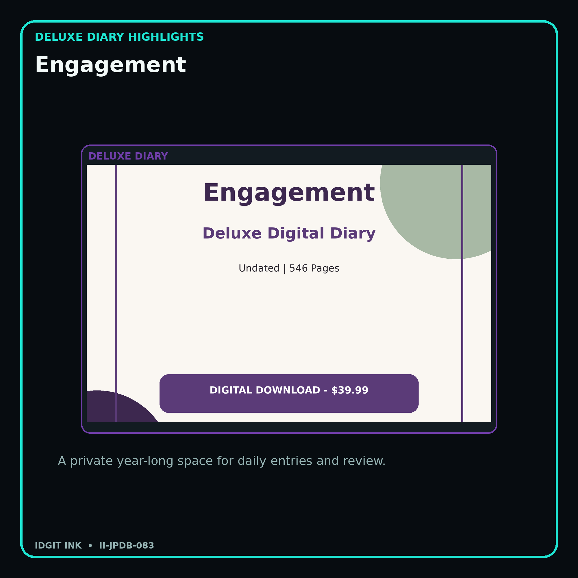 Engagement deluxe digital diary features and undated daily entries