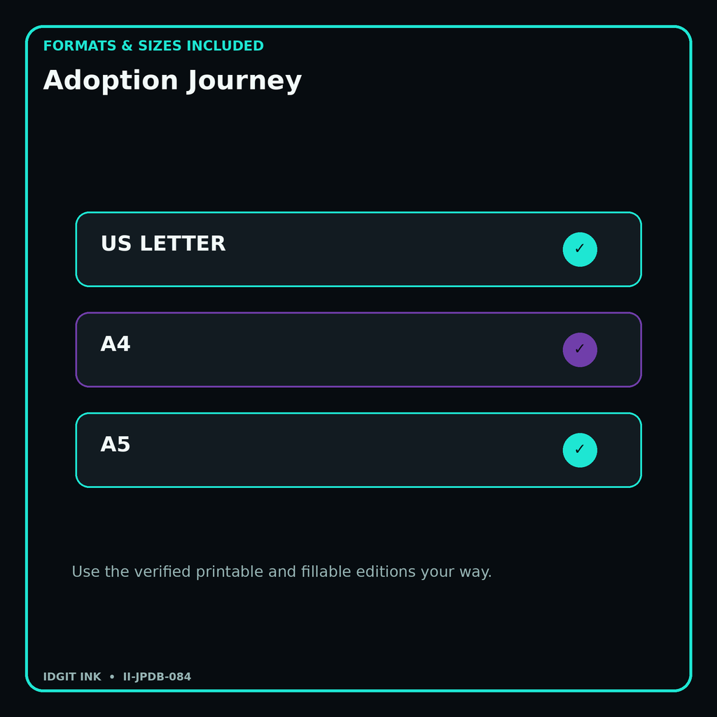 Adoption Journey digital bundle formats in US Letter A4 and A5