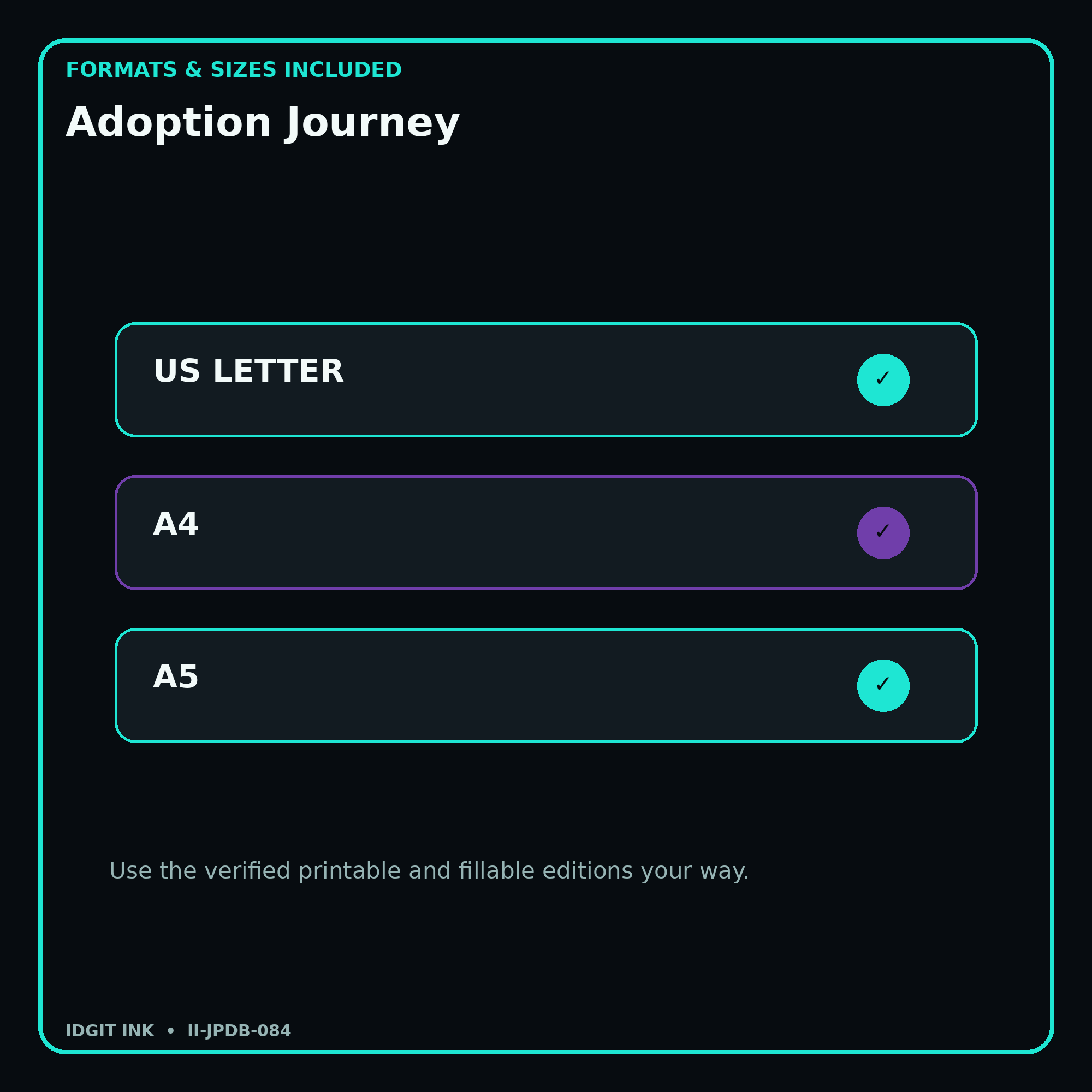 Adoption Journey digital bundle formats in US Letter A4 and A5
