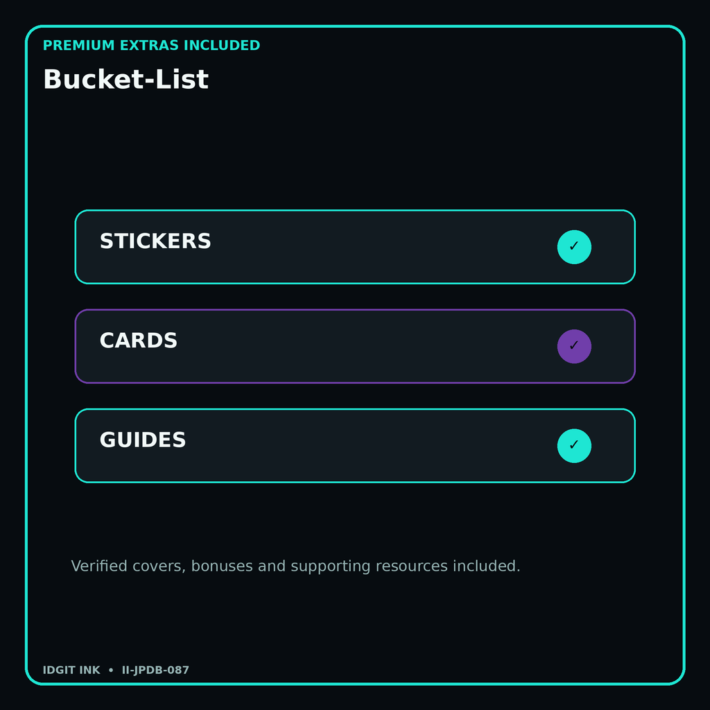 Bucket-List stickers cards covers guides and verified bundle bonuses