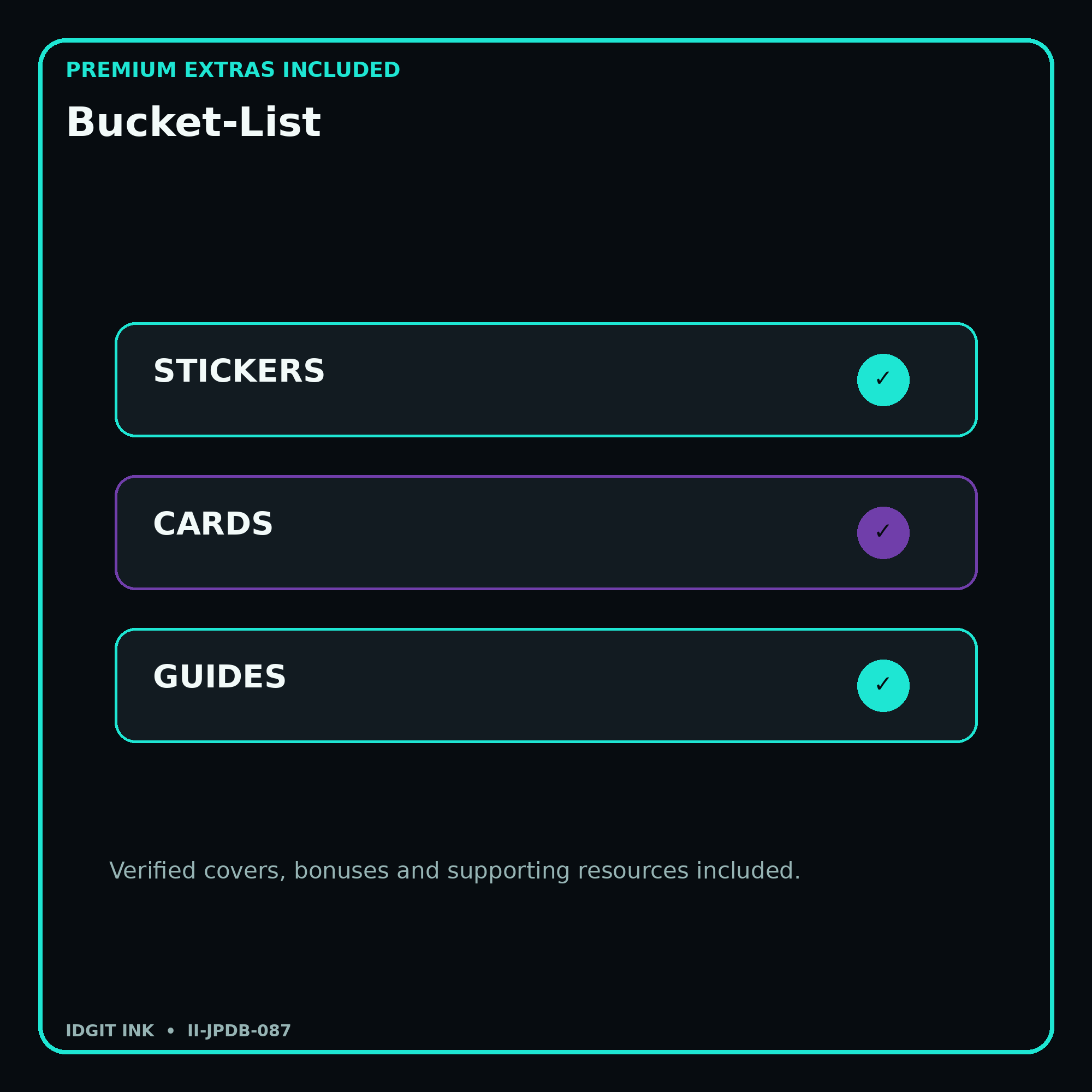 Bucket-List stickers cards covers guides and verified bundle bonuses