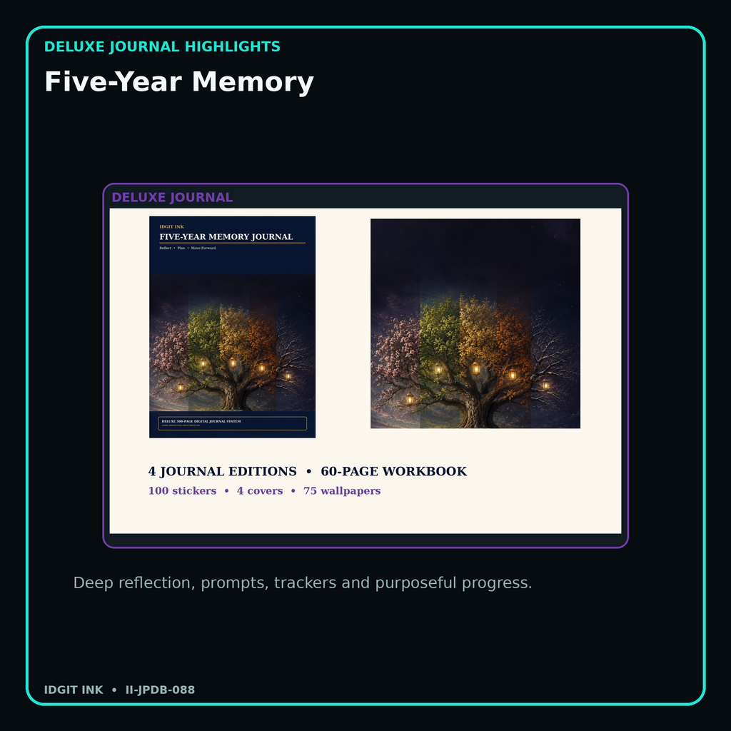 Five-Year Memory deluxe digital journal features and guided reflection pages