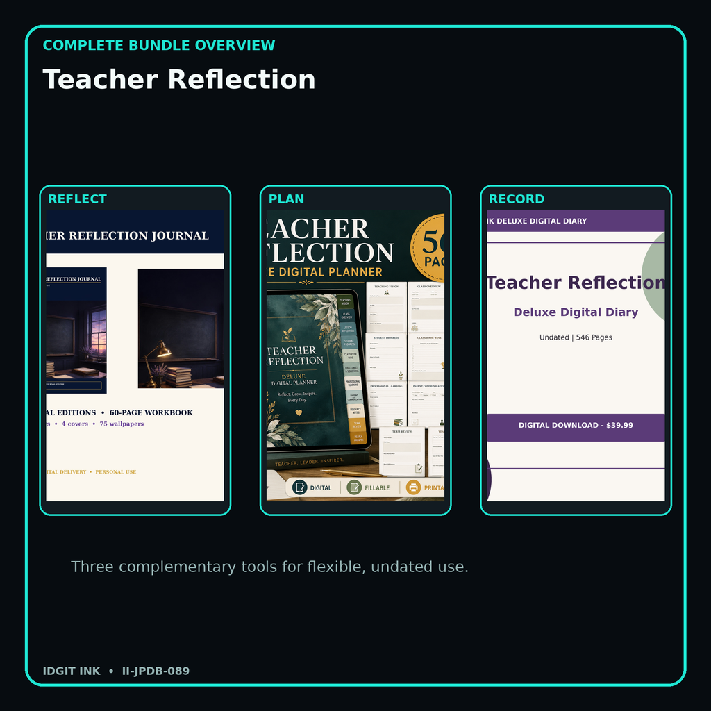 Teacher Reflection complete three-product digital bundle overview