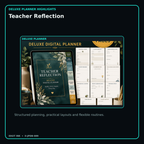 Teacher Reflection deluxe digital planner features and flexible organization