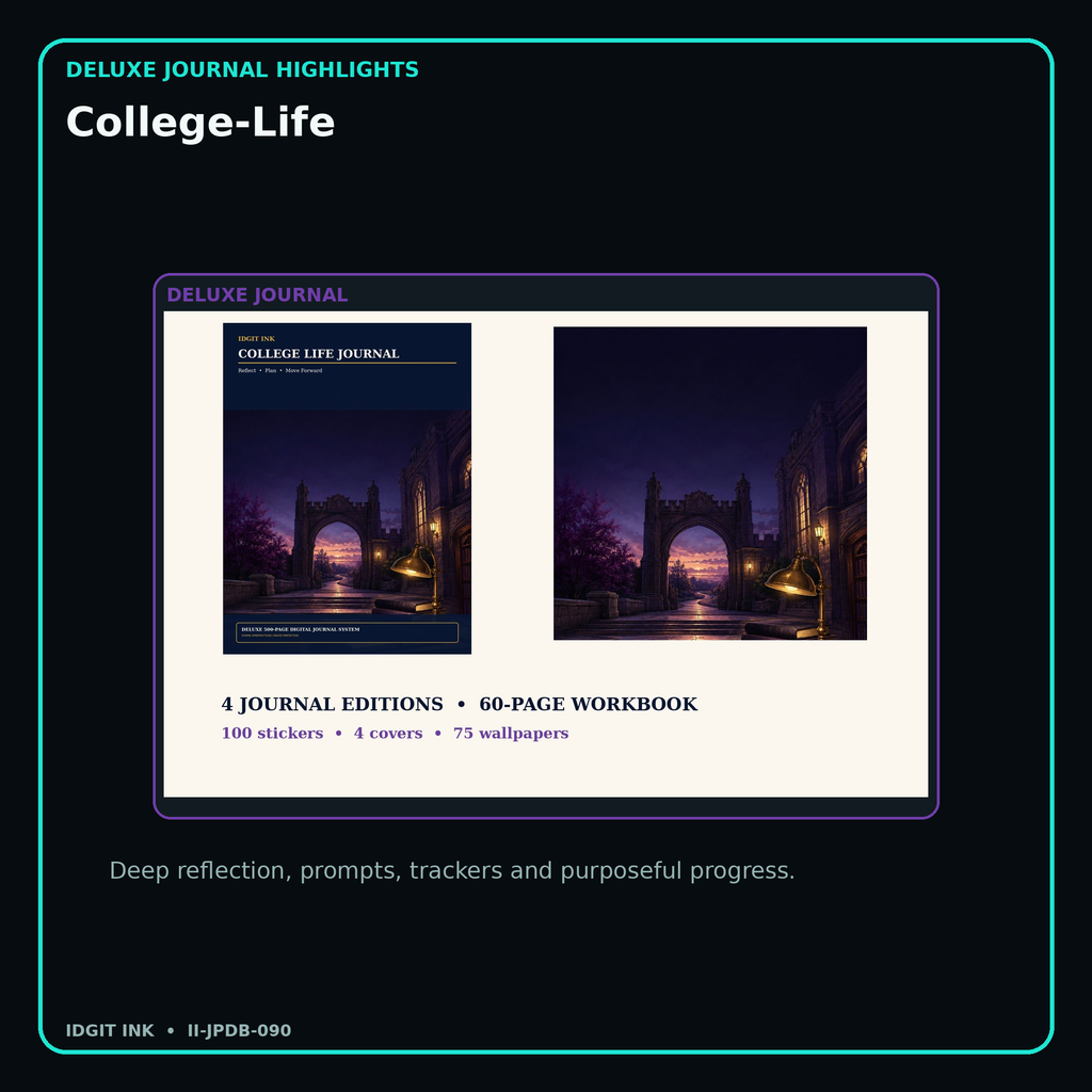 College-Life deluxe digital journal features and guided reflection pages