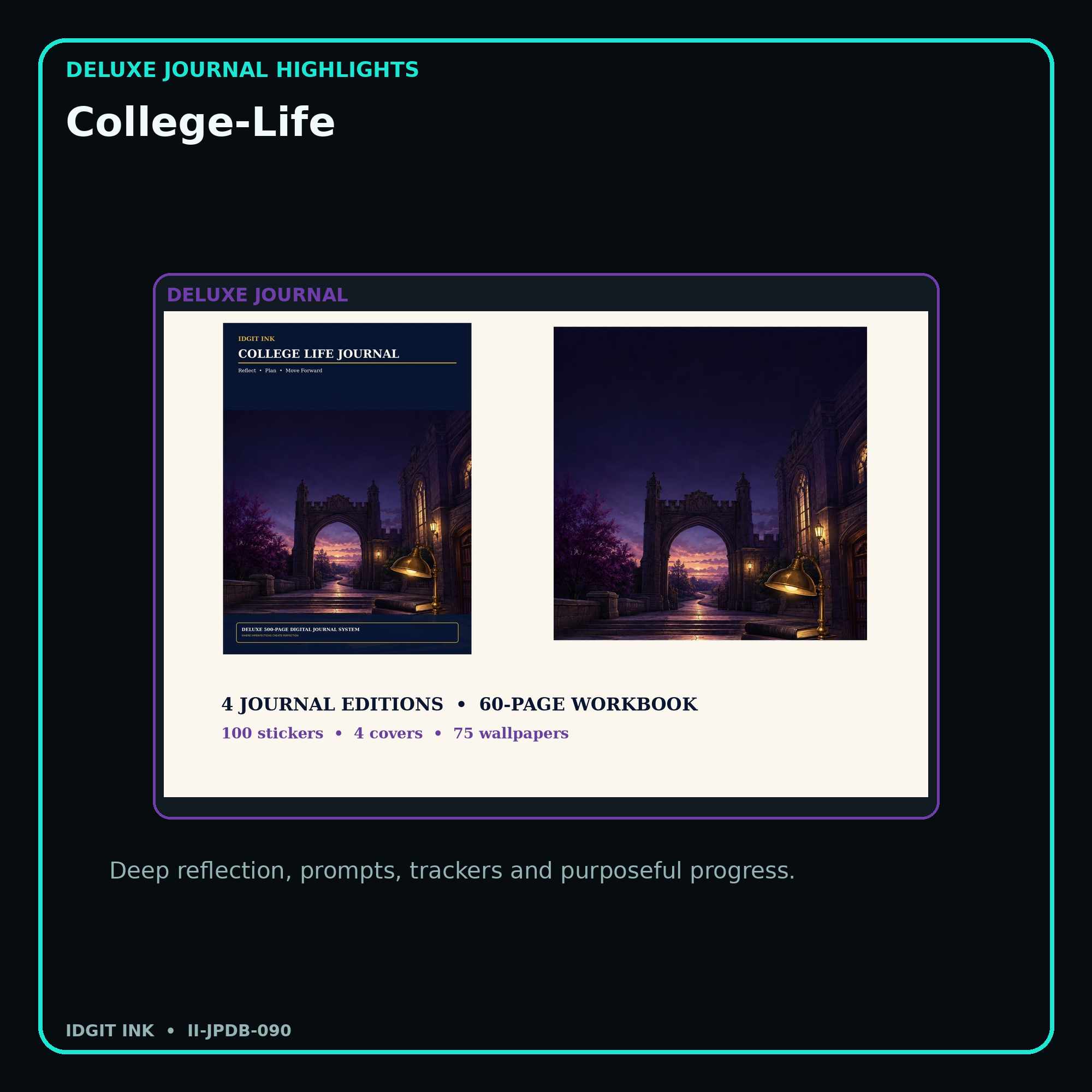 College-Life deluxe digital journal features and guided reflection pages