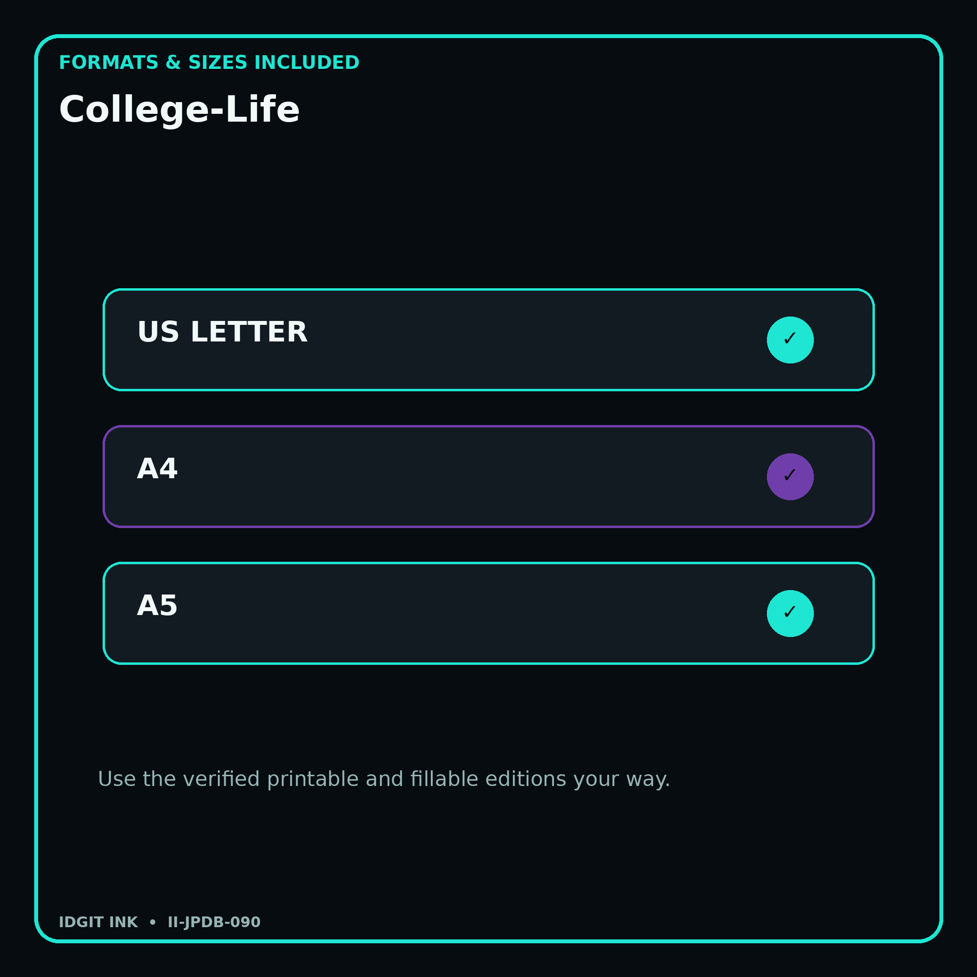 College-Life digital bundle formats in US Letter A4 and A5