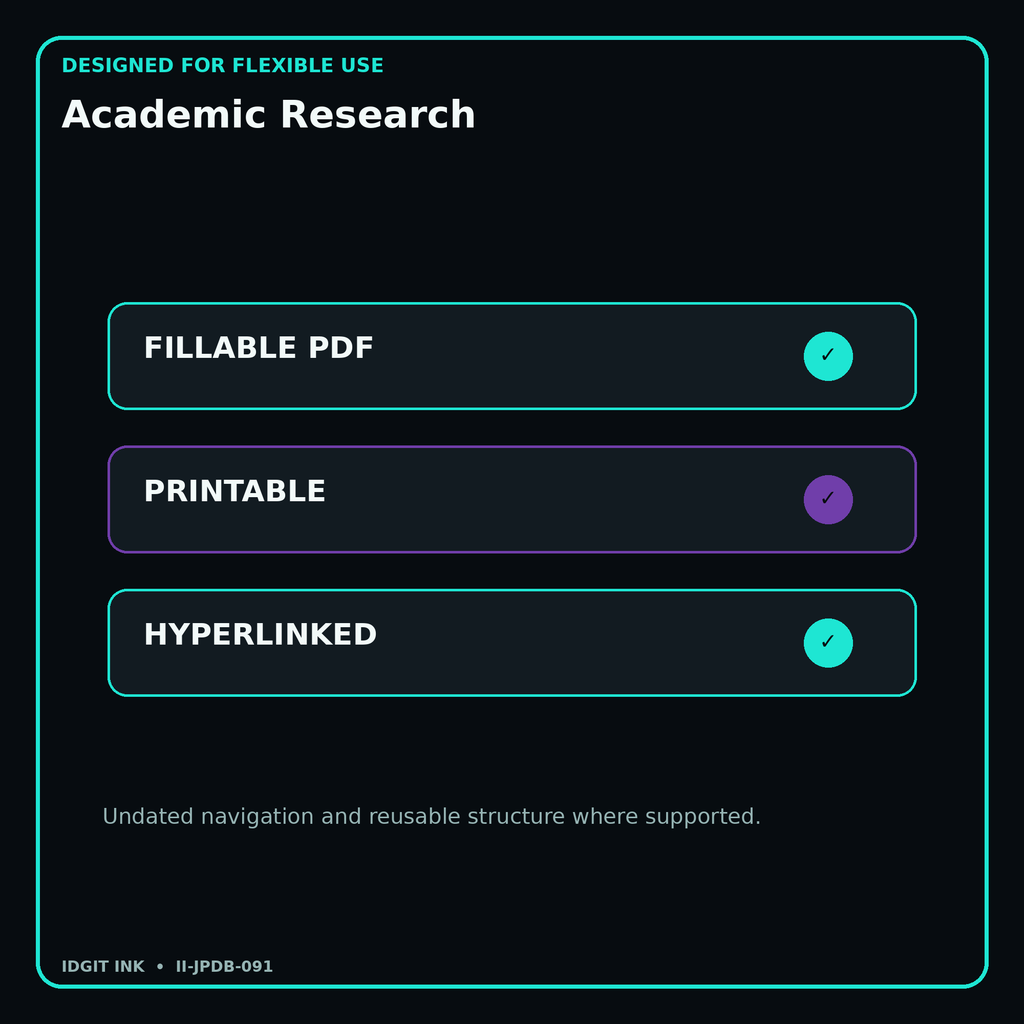 Academic Research fillable printable and hyperlinked digital features