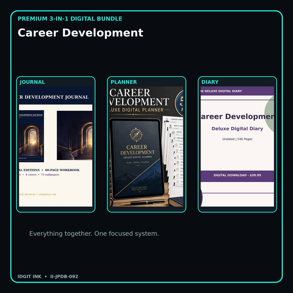 Career Development premium digital journal planner and diary bundle cover