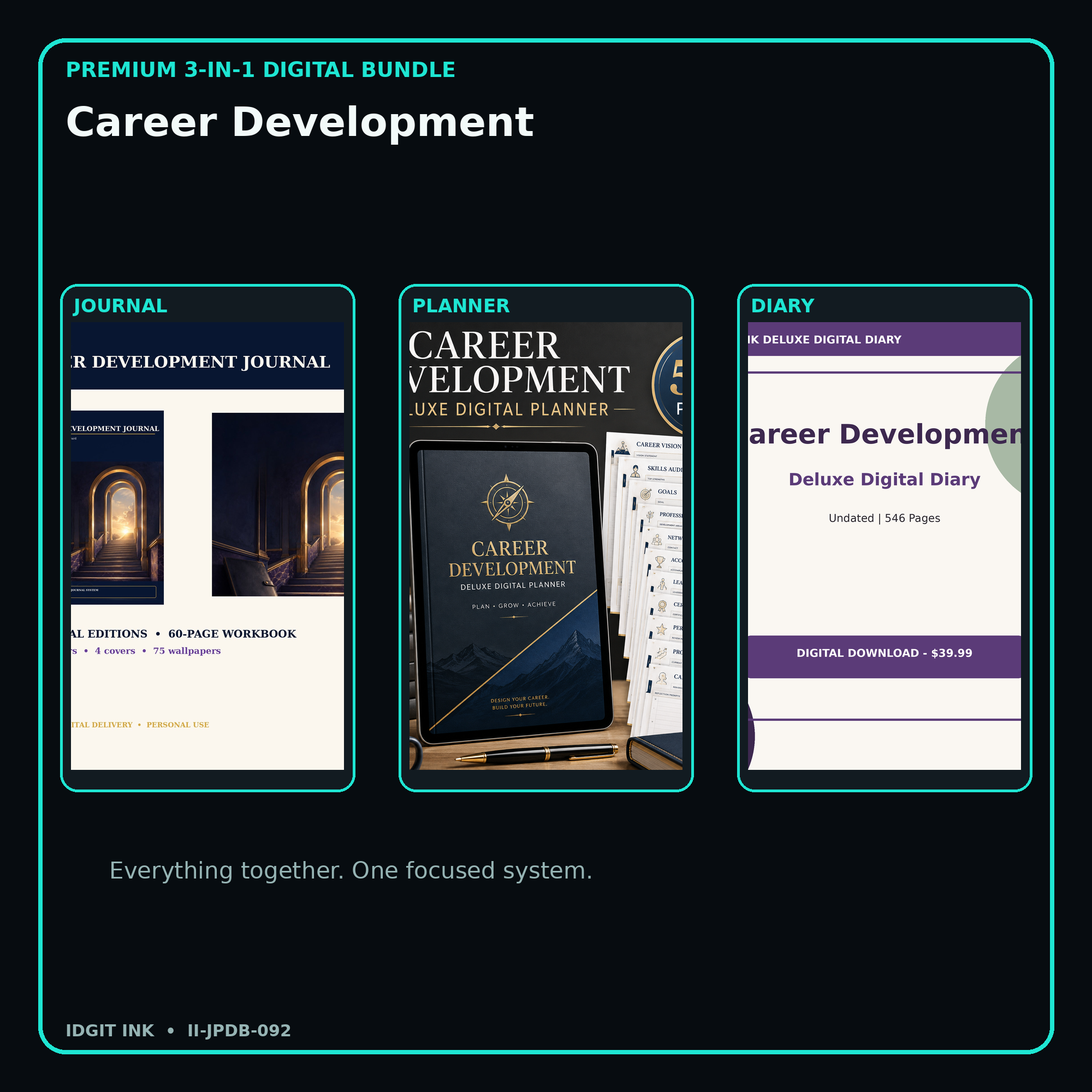 Career Development premium digital journal planner and diary bundle cover