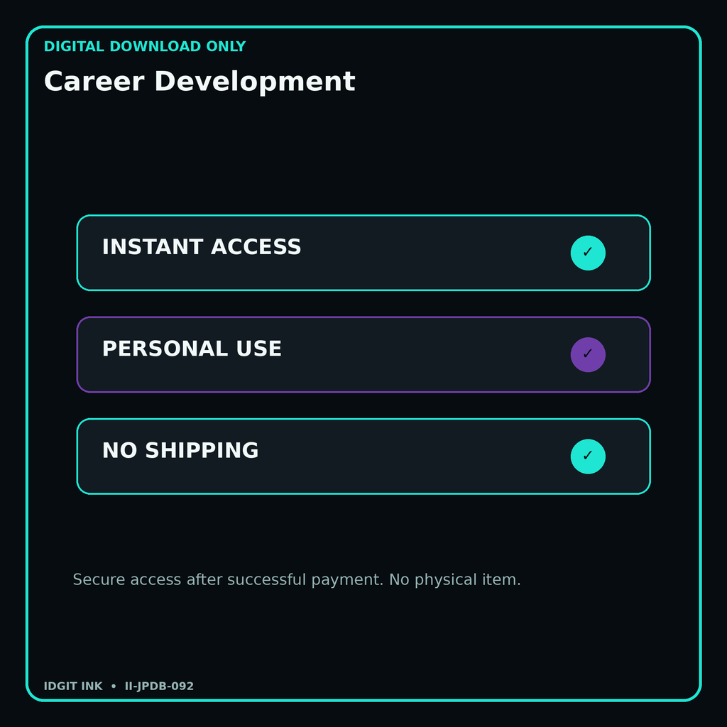 Career Development secure digital download personal-use and no-shipping notice