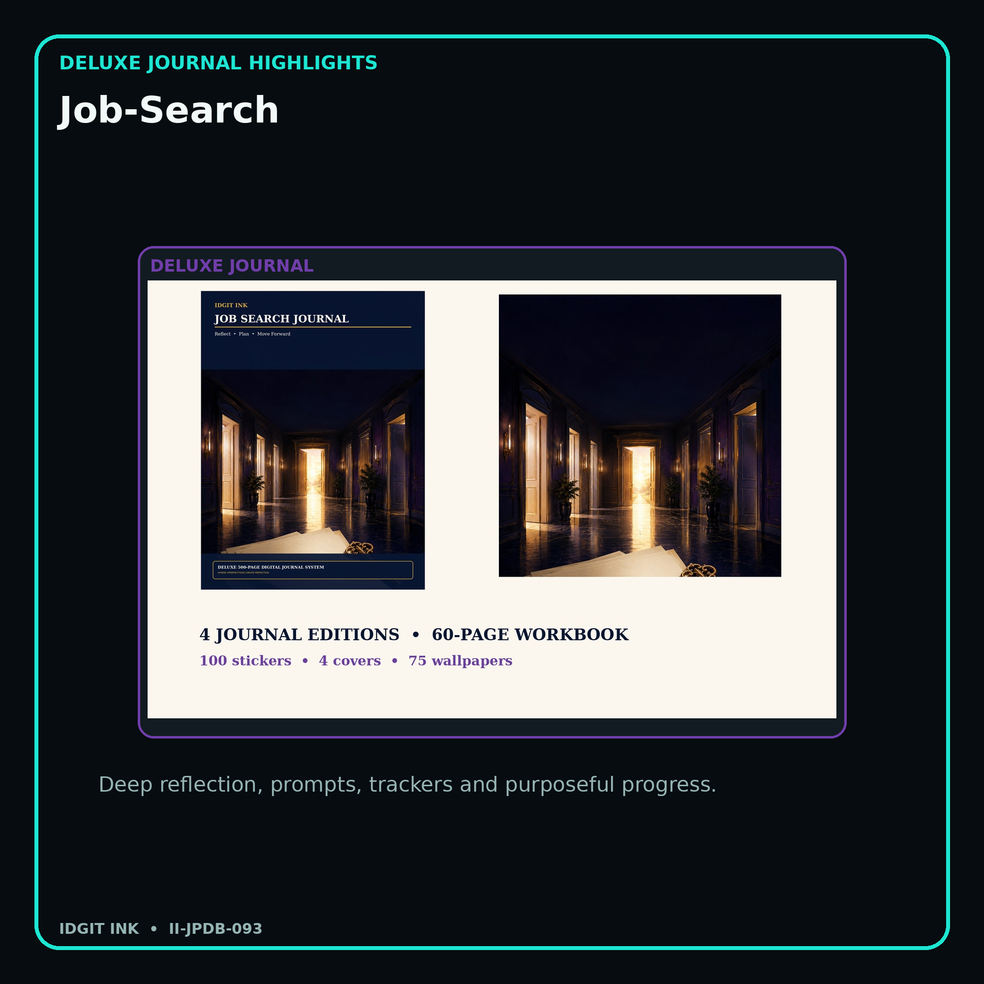 Job-Search deluxe digital journal features and guided reflection pages