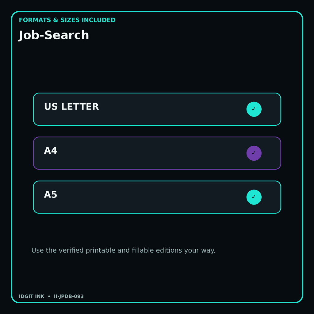 Job-Search digital bundle formats in US Letter A4 and A5