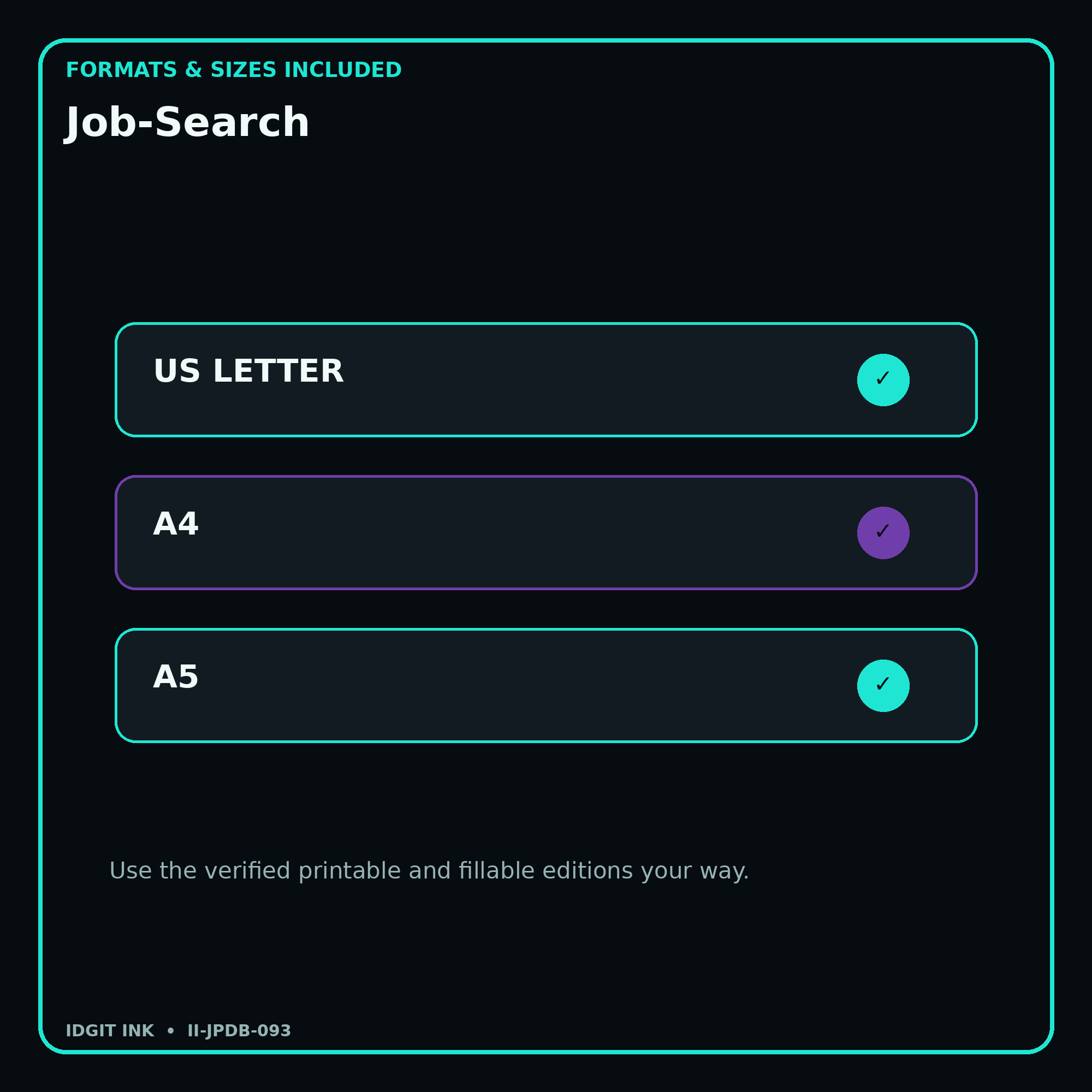 Job-Search digital bundle formats in US Letter A4 and A5