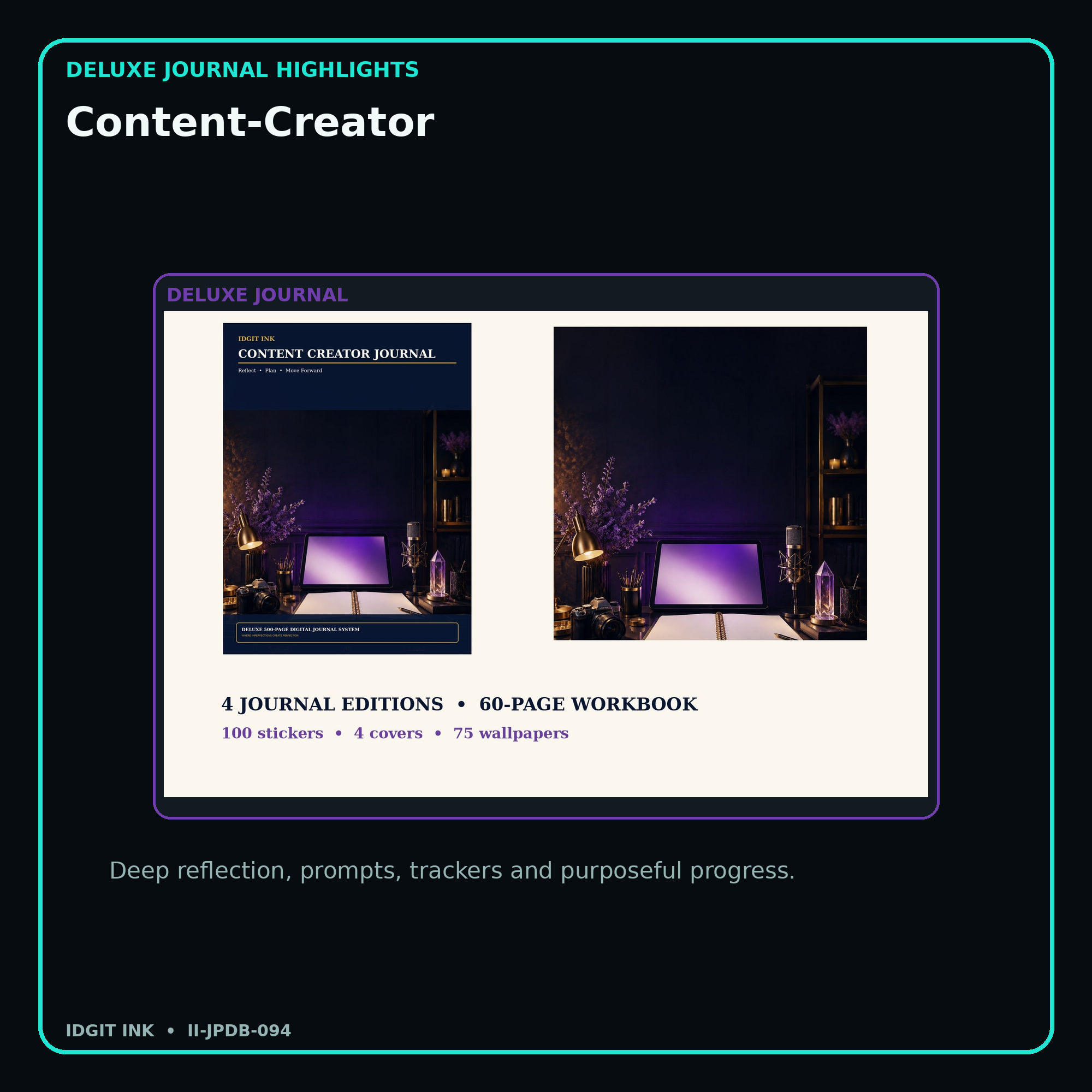 Content-Creator deluxe digital journal features and guided reflection pages