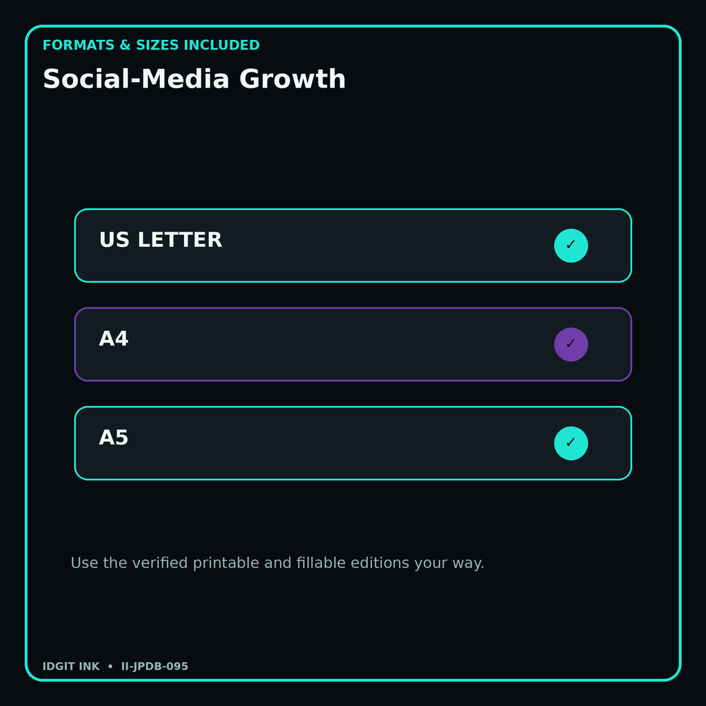 Social-Media Growth digital bundle formats in US Letter A4 and A5