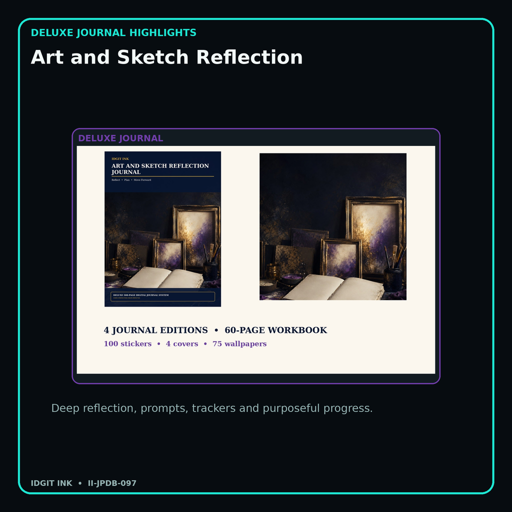Art and Sketch Reflection deluxe digital journal features and guided reflection pages