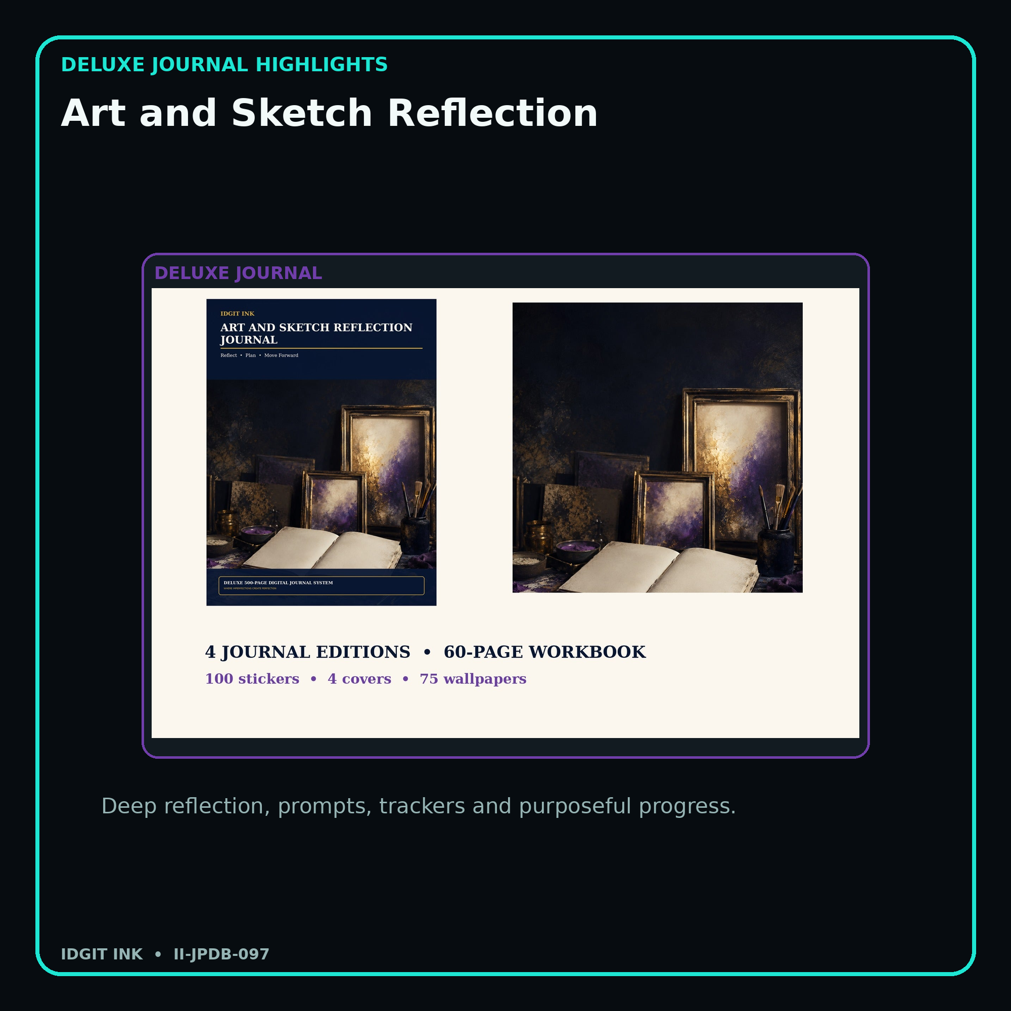 Art and Sketch Reflection deluxe digital journal features and guided reflection pages