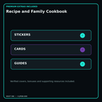 Recipe and Family Cookbook stickers cards covers guides and verified bundle bonuses