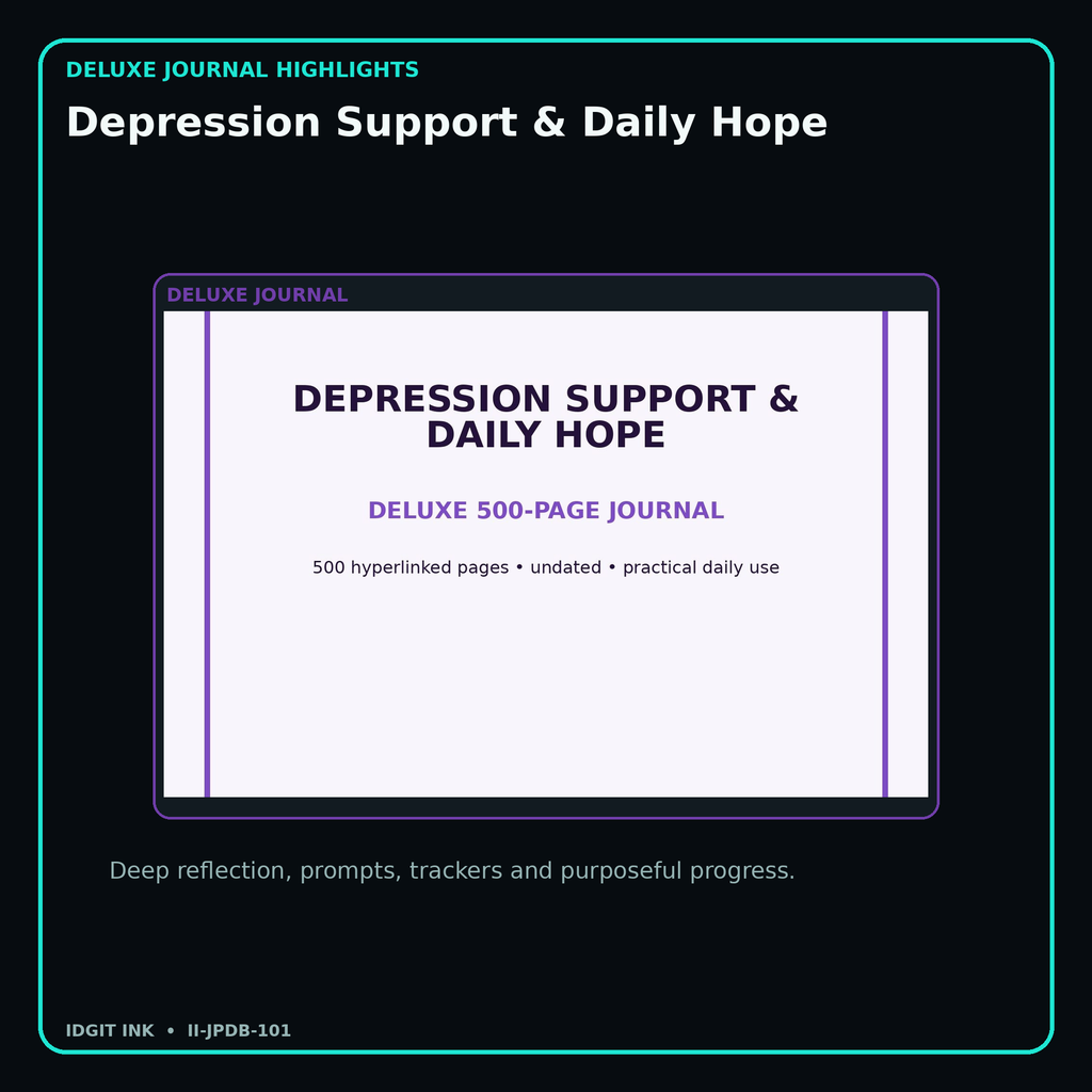 Depression Support & Daily Hope deluxe digital journal features and guided reflection pages