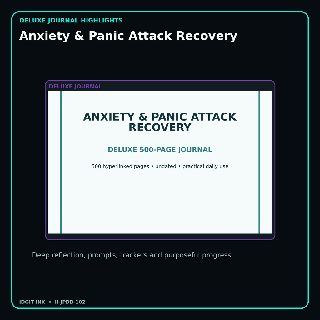 Anxiety & Panic Attack Recovery deluxe digital journal features and guided reflection pages