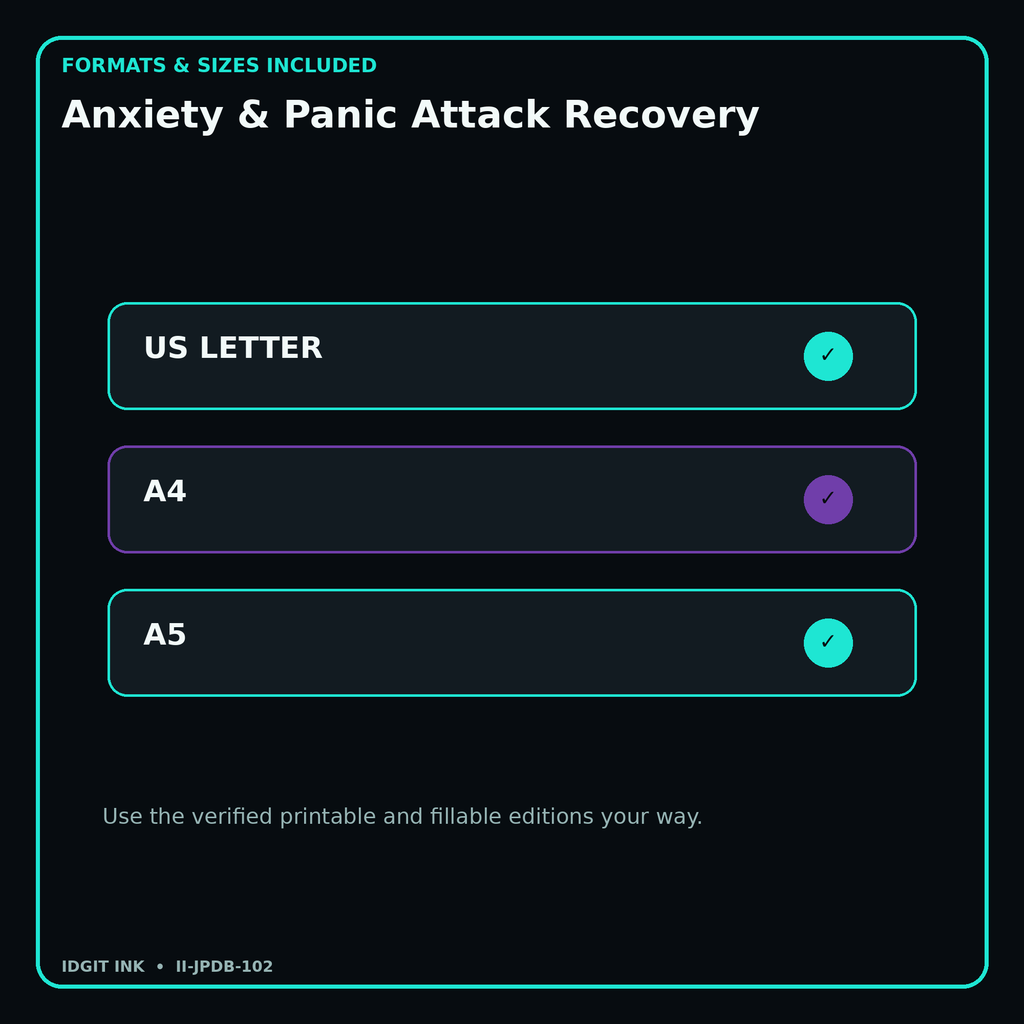 Anxiety & Panic Attack Recovery digital bundle formats in US Letter A4 and A5