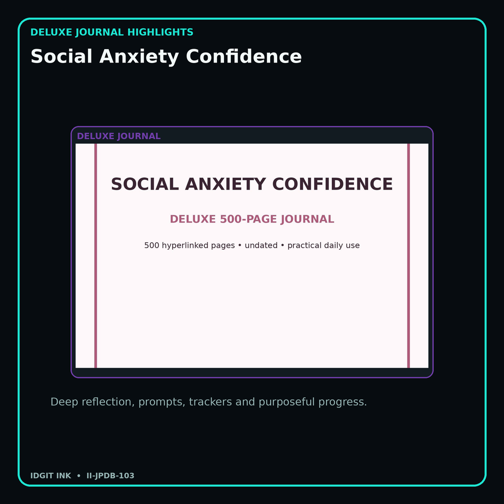 Social Anxiety Confidence deluxe digital journal features and guided reflection pages