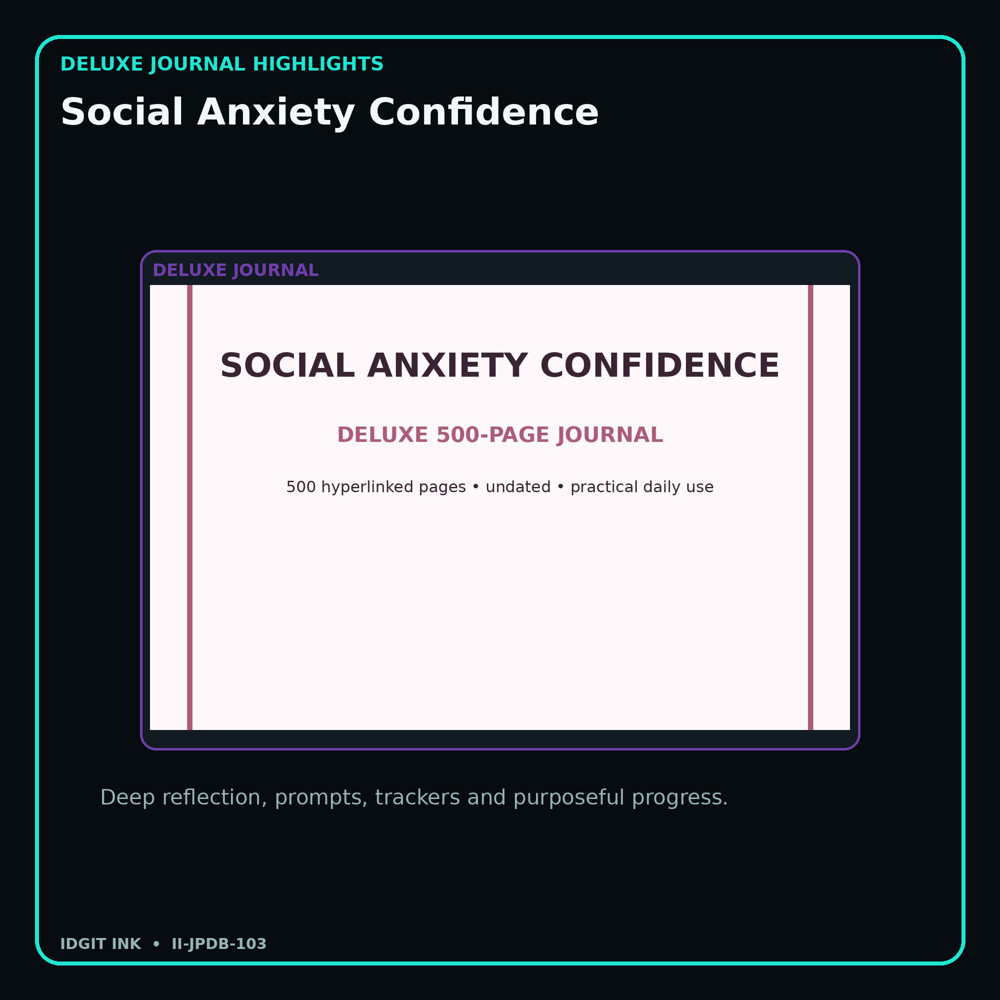 Social Anxiety Confidence deluxe digital journal features and guided reflection pages