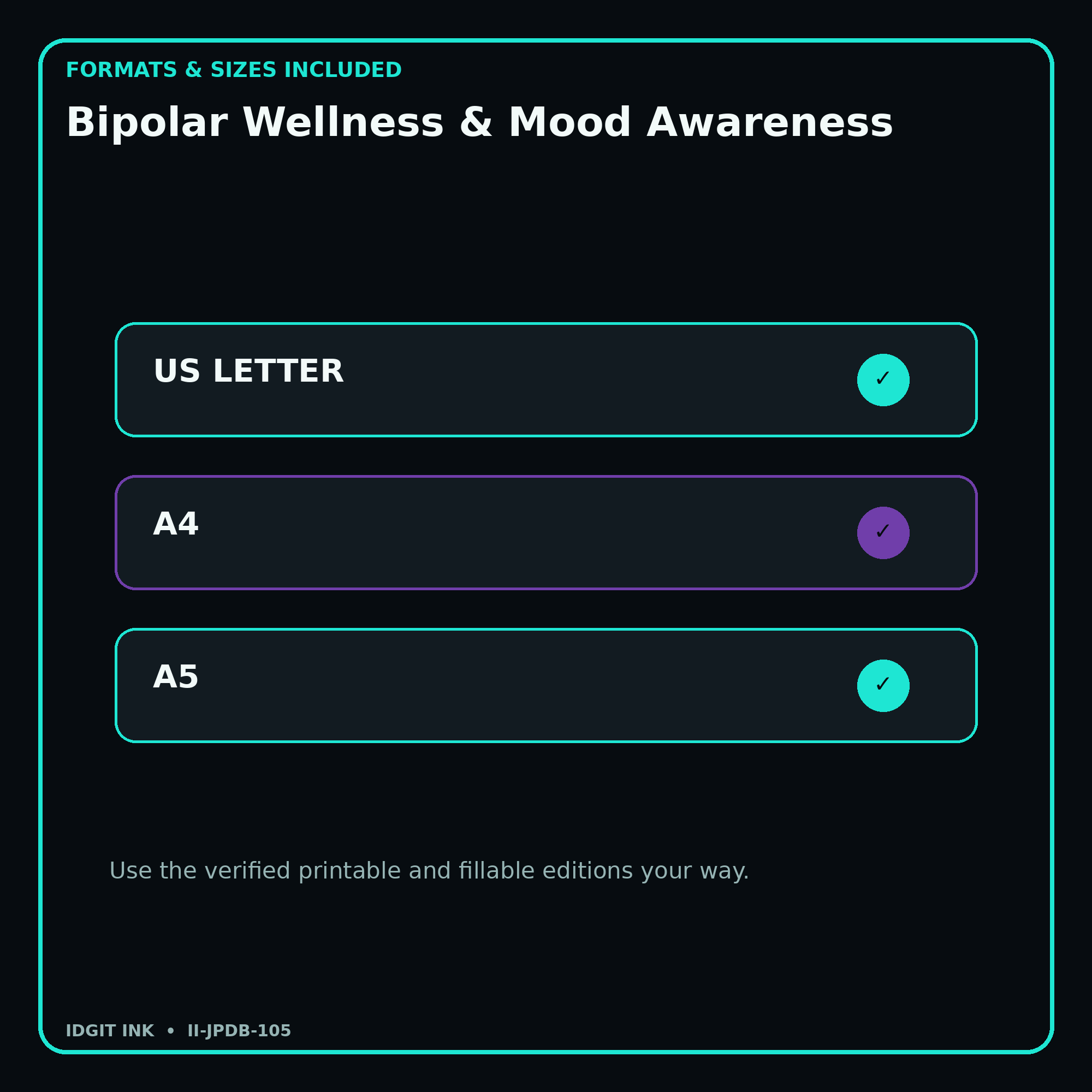 Bipolar Wellness & Mood Awareness digital bundle formats in US Letter A4 and A5