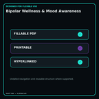 Bipolar Wellness & Mood Awareness fillable printable and hyperlinked digital features