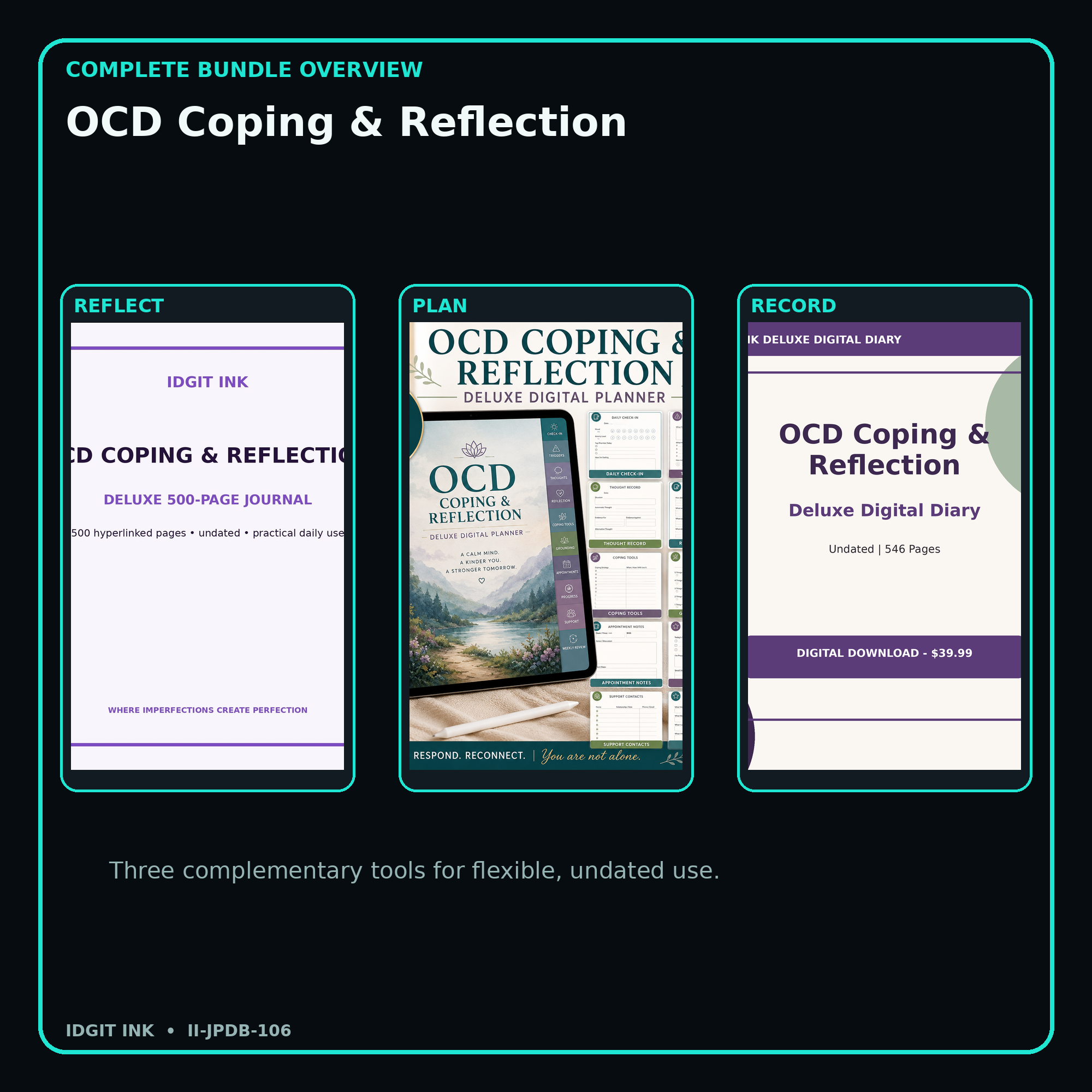 OCD Coping & Reflection complete three-product digital bundle overview