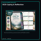 OCD Coping & Reflection deluxe digital planner features and flexible organization