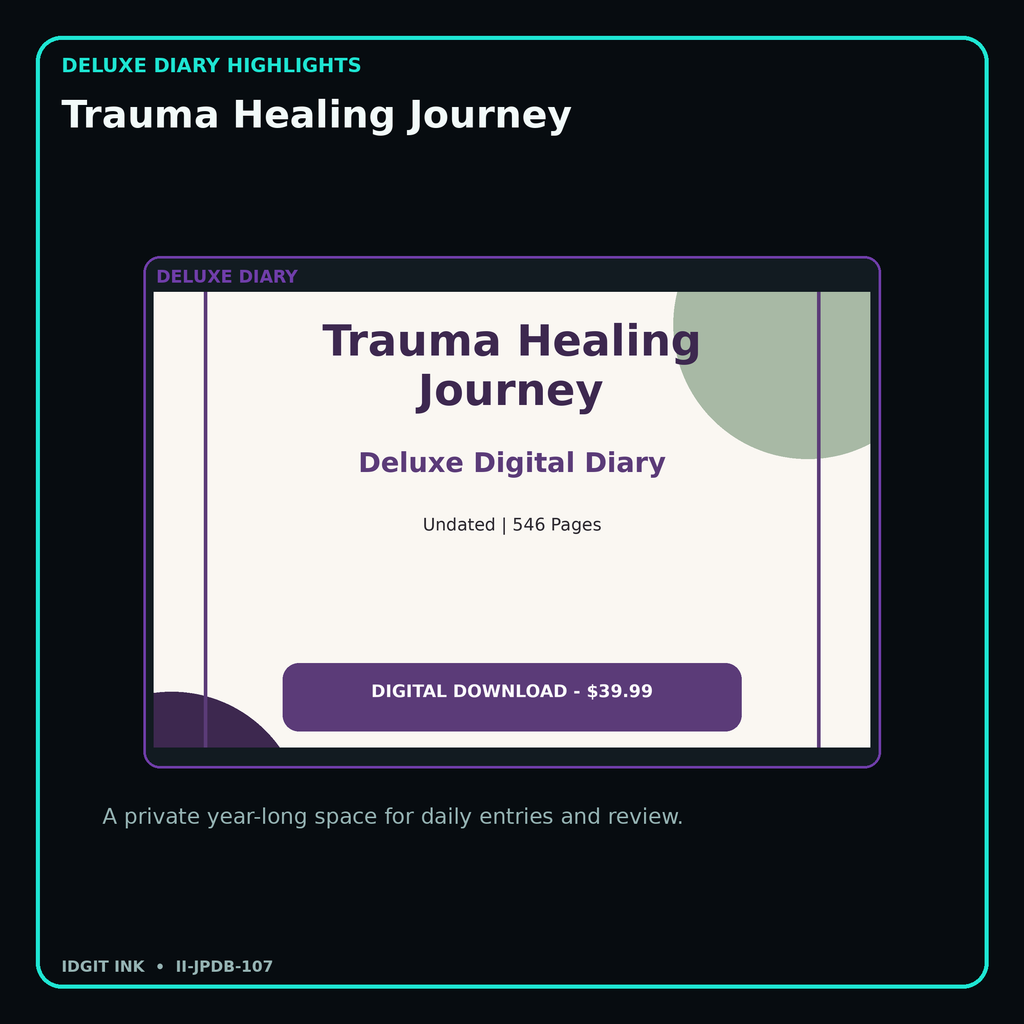 Trauma Healing Journey deluxe digital diary features and undated daily entries