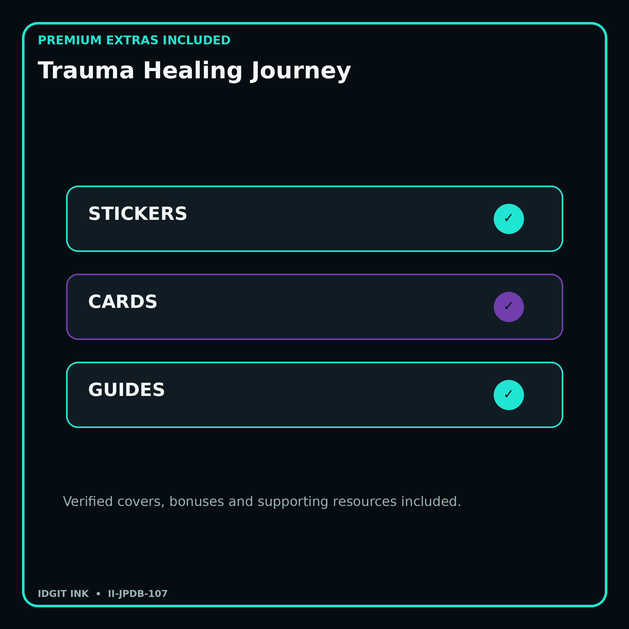 Trauma Healing Journey stickers cards covers guides and verified bundle bonuses