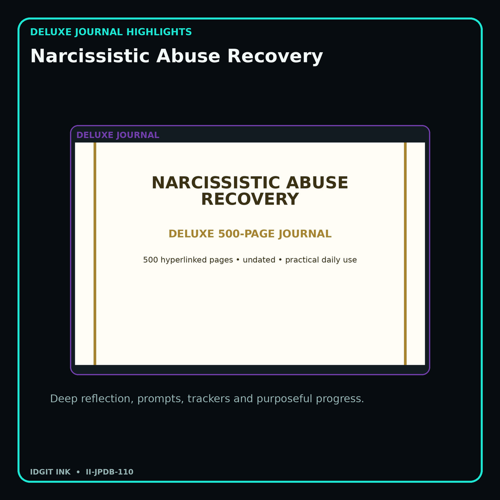 Narcissistic Abuse Recovery deluxe digital journal features and guided reflection pages
