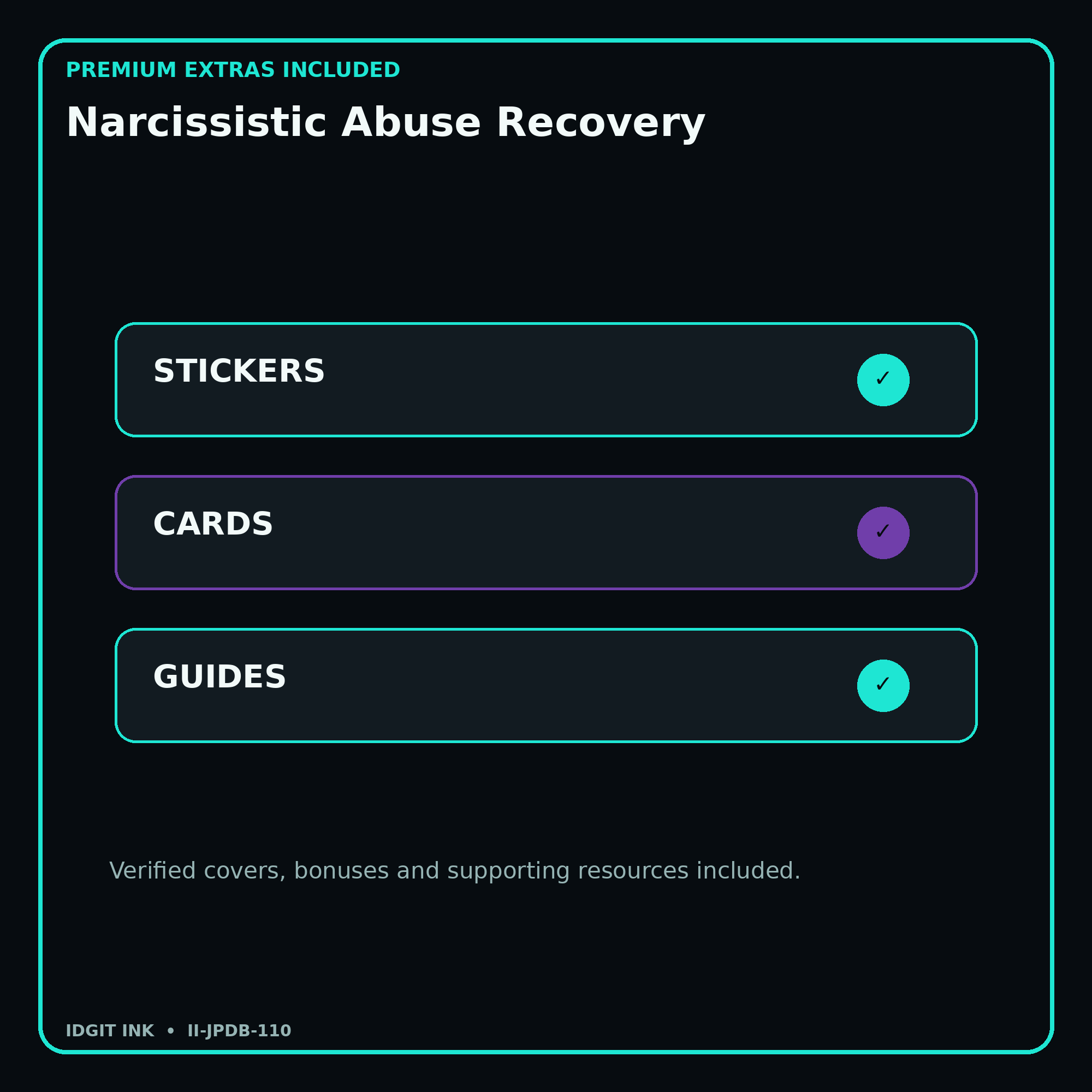 Narcissistic Abuse Recovery stickers cards covers guides and verified bundle bonuses
