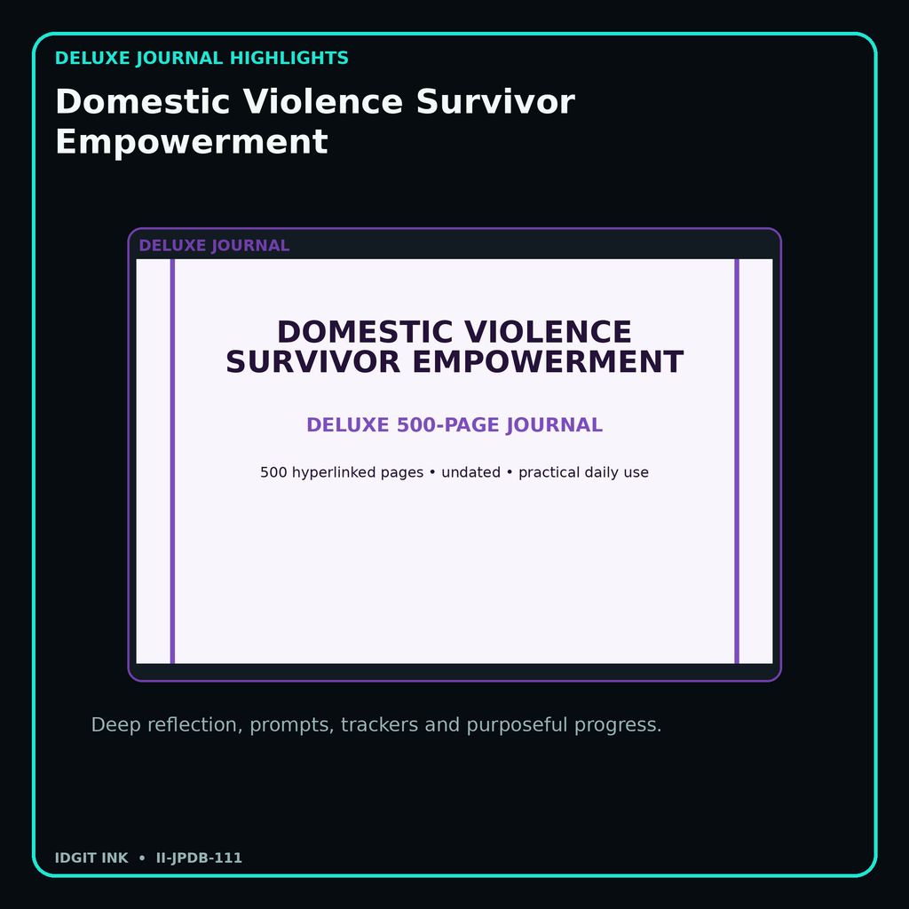 Domestic Violence Survivor Empowerment deluxe digital journal features and guided reflection pages