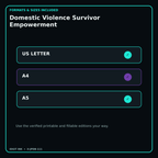 Domestic Violence Survivor Empowerment digital bundle formats in US Letter A4 and A5