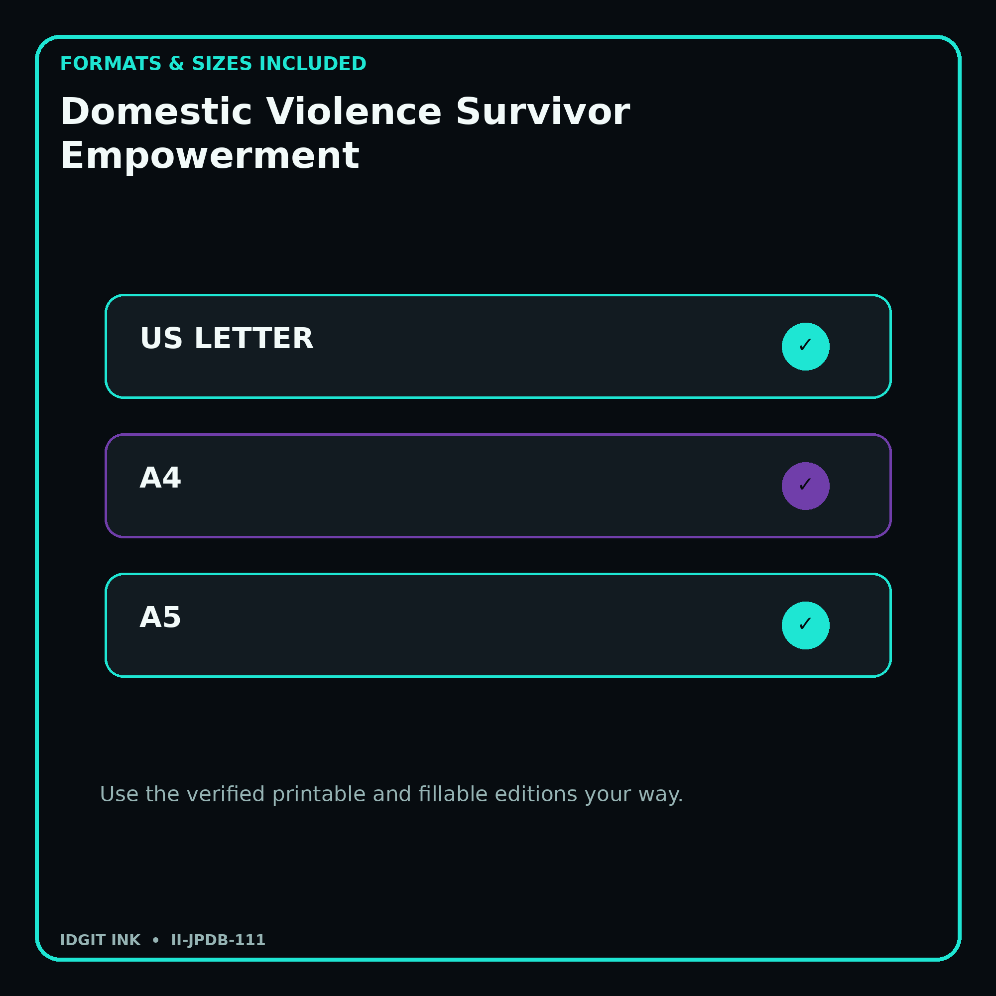 Domestic Violence Survivor Empowerment digital bundle formats in US Letter A4 and A5