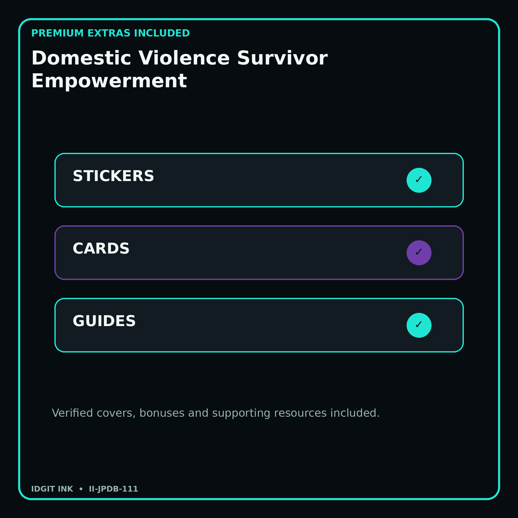 Domestic Violence Survivor Empowerment stickers cards covers guides and verified bundle bonuses