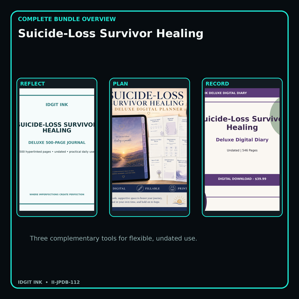 Suicide-Loss Survivor Healing complete three-product digital bundle overview
