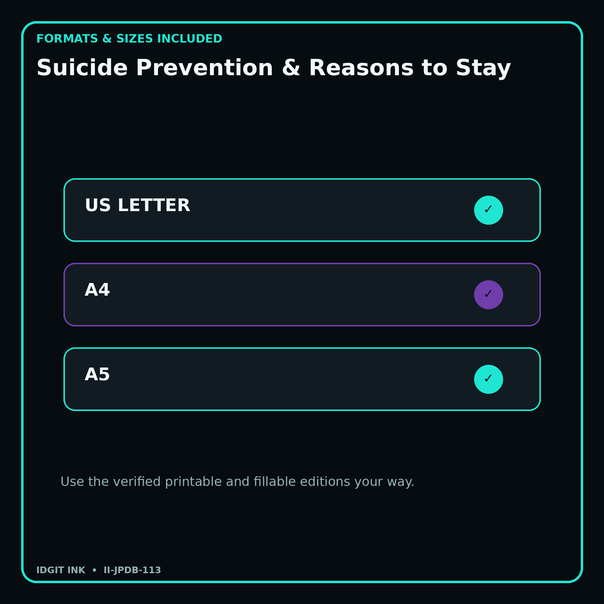 Suicide Prevention & Reasons to Stay digital bundle formats in US Letter A4 and A5