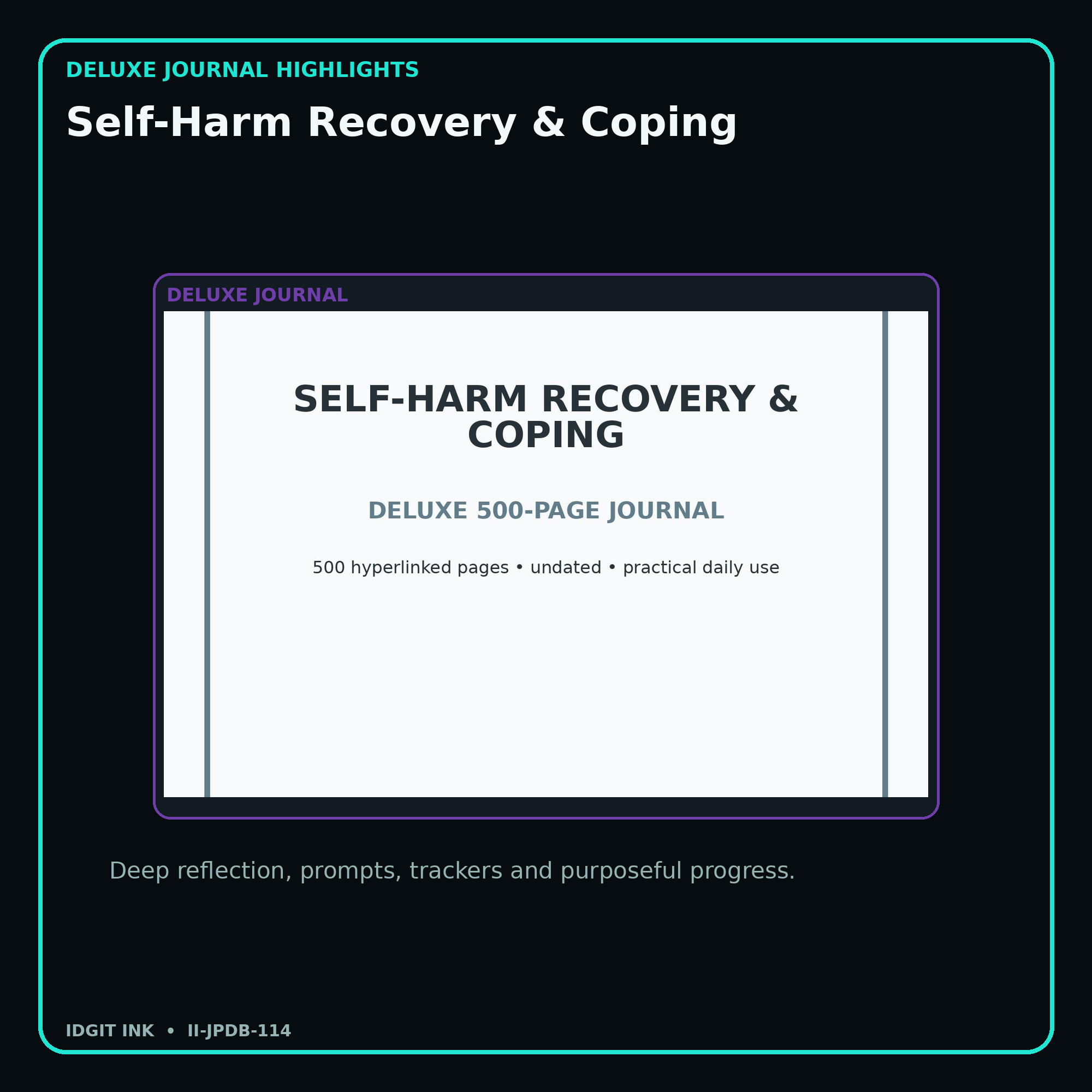 Self-Harm Recovery & Coping deluxe digital journal features and guided reflection pages