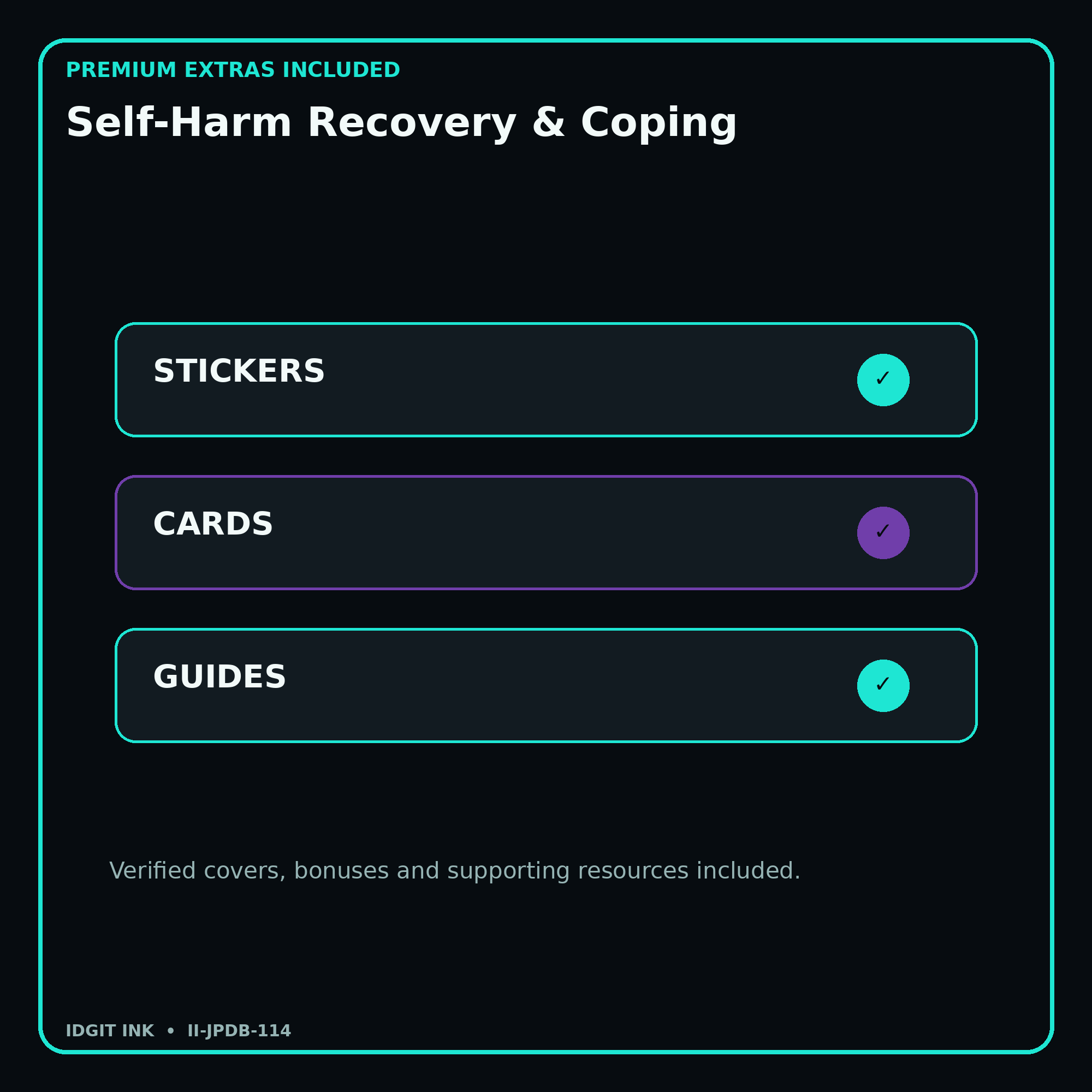 Self-Harm Recovery & Coping stickers cards covers guides and verified bundle bonuses