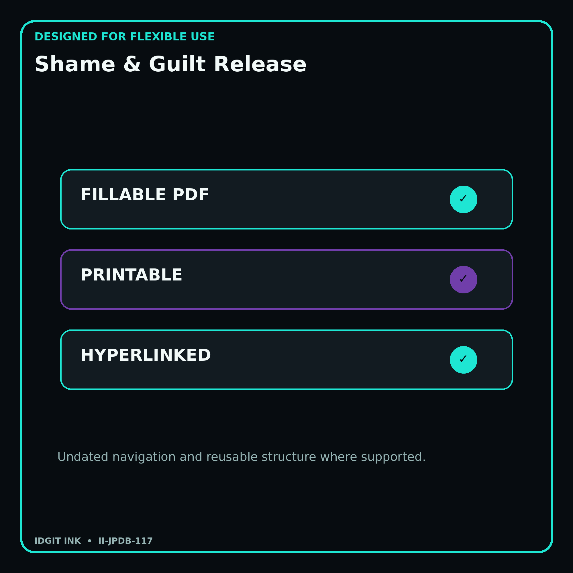 Shame & Guilt Release fillable printable and hyperlinked digital features