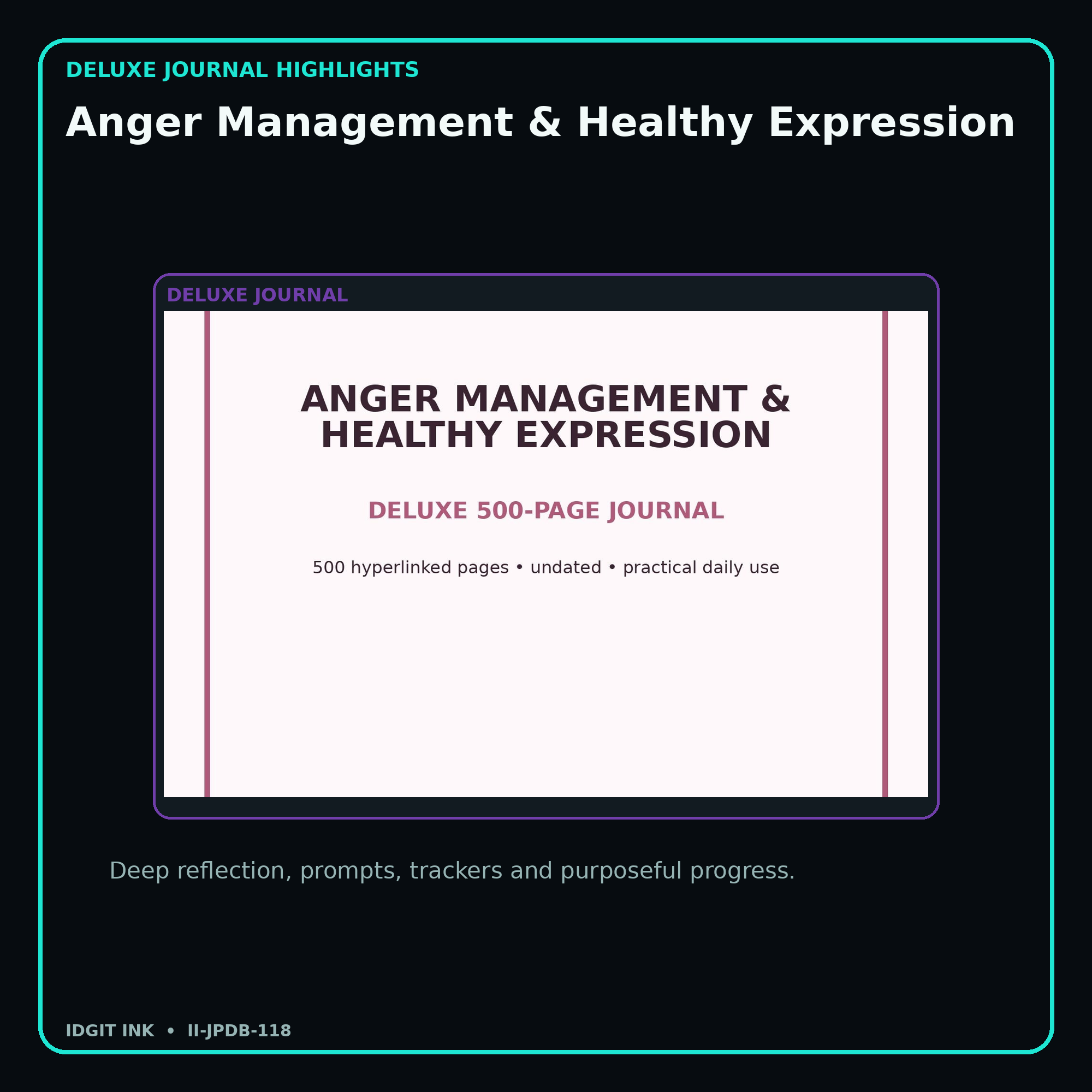 Anger Management & Healthy Expression deluxe digital journal features and guided reflection pages